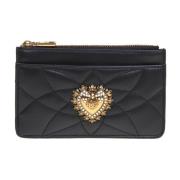 Zwarte Matelasse Nappa Leren Kaarthouder Dolce & Gabbana , Black , Dam...