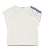 Gerimpeld Paillet T-shirt Oltre , White , Dames