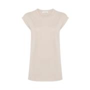 Beige Fijngebreide Cap-Sleeve Top Le Tricot Perugia , Beige , Dames