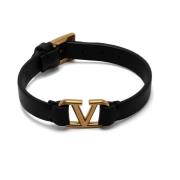 Zwart Bijoux Leren Armband Italië Valentino Garavani , Black , Heren