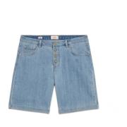 Stone Bleached Denim Shorts Regular-Fit Oltre , Blue , Dames