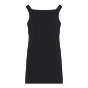 Zwarte Crepe en Satijnen Jurk Givenchy , Black , Dames