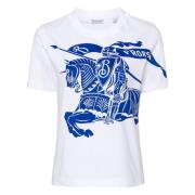 Equestrian Knight Design Wit T-shirts Polos Burberry , White , Dames