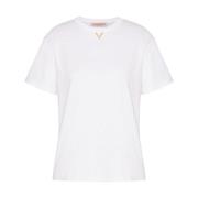 Witte T-shirts en Polos met VGold Detail Valentino , White , Dames