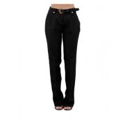 Geplooide effen kleur broek Versace , Black , Dames