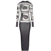 Zwart Print Lange Mouw Jurk Jean Paul Gaultier , Black , Dames