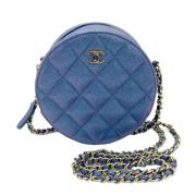 Pre-owned Leather shoulder-bags Chanel Vintage , Blue , Dames