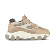 Suede Panelled Sneakers Beige Hogan , Beige , Dames