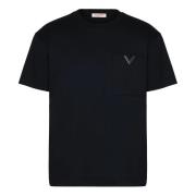 Zwart Metallic V-Detail T-shirts Polos Valentino Garavani , Black , He...