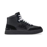 Zwarte Leren High Top Sneakers Versace Jeans Couture , Black , Heren