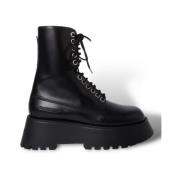 Zwarte Leren Veterschoenen Burberry , Black , Dames