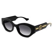 Stijlvolle zwarte zonnebril met zwarte lenzen Gucci , Black , Dames