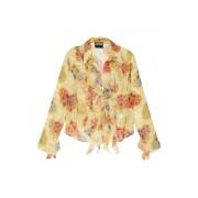 V-hals Bedrukte Blouse Versace , Multicolor , Dames