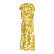 Jurk met 'Majolica' print Dolce & Gabbana , Yellow , Dames