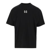 Katoen Crew Neck Logo Print T-Shirt 44 Label Group , Black , Heren