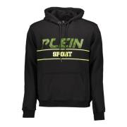 Zwarte Katoenen Sweater met Capuchon en Print Plein Sport , Black , He...