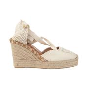 Espadrilles Leer en Stof Zool Rubber Hispanitas , Beige , Dames