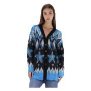 Blauwe Gebreide V-Hals Sweaters Twinset , Multicolor , Dames