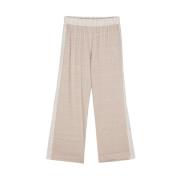 Beige Linen Blend Cropped Trousers Le Tricot Perugia , Beige , Dames