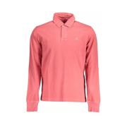 Rode Polo Shirt met Lange Mouwen en Logo Gant , Red , Heren