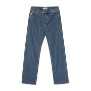 Blauwe Gewassen Denim Straight Leg Jeans Valentino , Blue , Heren