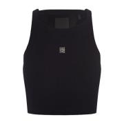 Zwarte Mouwloze Crop Top 4G Logo Givenchy , Black , Dames