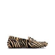 Luipaardprint Instap Platte Schoenen Tod's , Beige , Dames