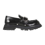 Zwart Zilver Leren Zool Schoen Alexander McQueen , Black , Heren