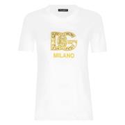 Maiolica Print T-shirt Wit Dolce & Gabbana , White , Dames