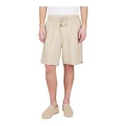 Linnen Jogger Shorts Eleventy , Beige , Heren