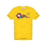 Bloemenprint Groove Katoenen T-shirt MC2 Saint Barth , Yellow , Heren