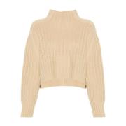 Beige Wol-Kasjmier Trui Tricot Gebreid Max Mara , Beige , Dames