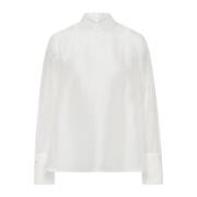 Doorschijnende Organza Blouse met Opstaande Kraag IVY OAK , White , Da...