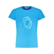 Blauw Print Logo T-shirt Trussardi , Blue , Dames