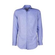 Italiaans Katoen Linnen Slim Fit Overhemd Made in Italia , Blue , Here...