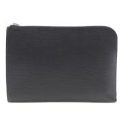 Pre-owned Leather clutches Louis Vuitton Vintage , Black , Heren