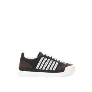 Zwarte Leren Sneakers New Jersey Dsquared2 , Black , Heren