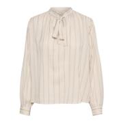 Faded Denim Shine Stripe Blouse Part Two , Beige , Dames