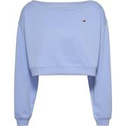 Blauwe Crop Sweater Boothals Ballonmouwen Tommy Jeans , Blue , Dames