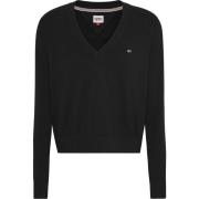 Essential V-Neck Sweater Zwart Tommy Jeans , Black , Dames