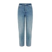 Blauwe Denim Jeans met Logodetail Armani Exchange , Blue , Dames