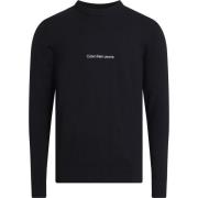 Zwarte Sweater met Contrast Logo Calvin Klein , Black , Heren