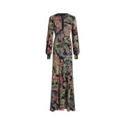 Bloemen zijden chiffon lange jurk Etro , Multicolor , Dames