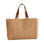 Handgemaakte Raphia Tote Bag Isika Ibeliv , Beige , Dames