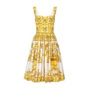 Gele Majolica Print Bustier Jurk Dolce & Gabbana , Yellow , Dames