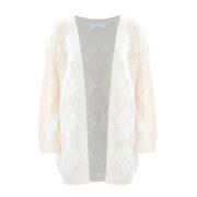 Cardigan Trui met Diamantpatroon Kocca , Beige , Dames