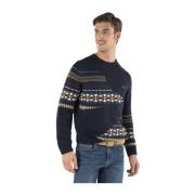 Blauw Multicolor Gevlochten Crewneck Trui Harmont & Blaine , Multicolo...