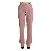 Roze Hoge Taille Rechte Katoenen Broek Ermanno Scervino , Pink , Dames