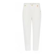 Elegante Ecru Bitten Broek C.Ro , White , Dames