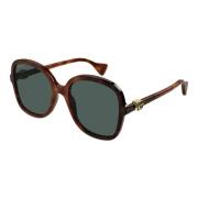 Havana/Green Zonnebril Gucci , Brown , Dames